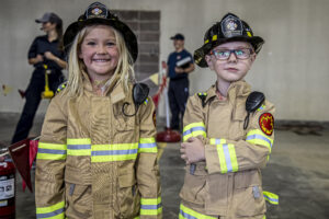 Two jr Firefighters at the Cloverdale Rodeo & Country Fair