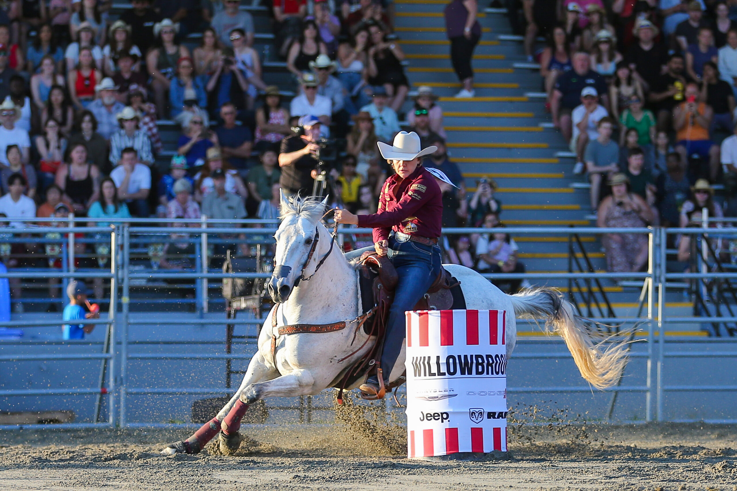 A Barrel Rider at the 2023 Cloverdale Rodeo - CVR30965-40 - Credit Sean Libin Barrel Rider Jackie Ganter at the 2023 Cloverdale Rodeo - CVR30965-40 - Credit Sean Libin