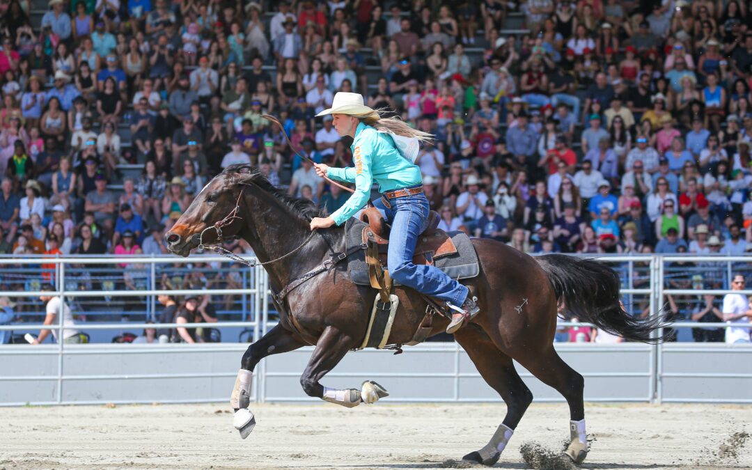 Barrel Racer in Full Gallop at the Cloverdale Rodeo and Country Fair