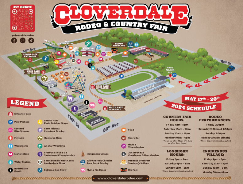 Official event map for the 2024 Cloverdale Rodeo & Country Fair