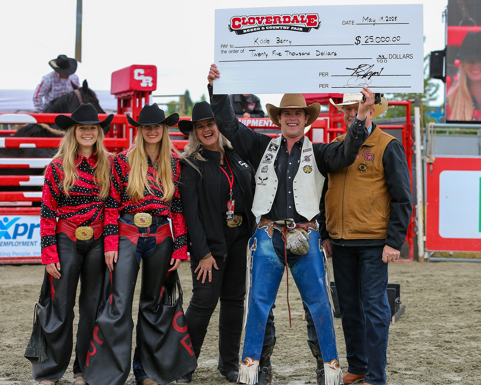 2025 Cloverdale Rodeo - Bareback Champion - Kade Berry - Holding the Cheque 2025 Cloverdale Rodeo - Bareback Champion - Kade Berry - Holding the Cheque