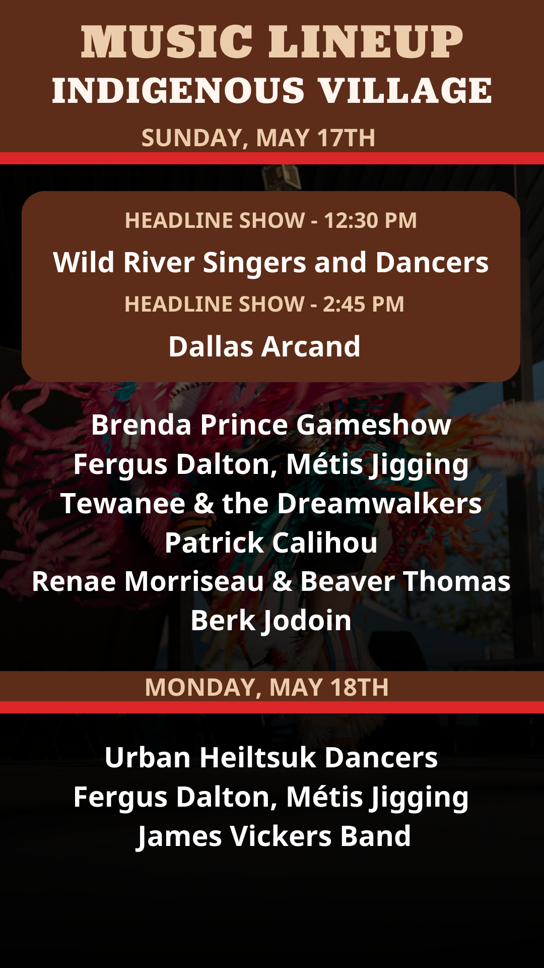 2026 Indigenous Village Stage Lineup - Sunday & Monday at the Cloverdale Rodeo and Country Fair