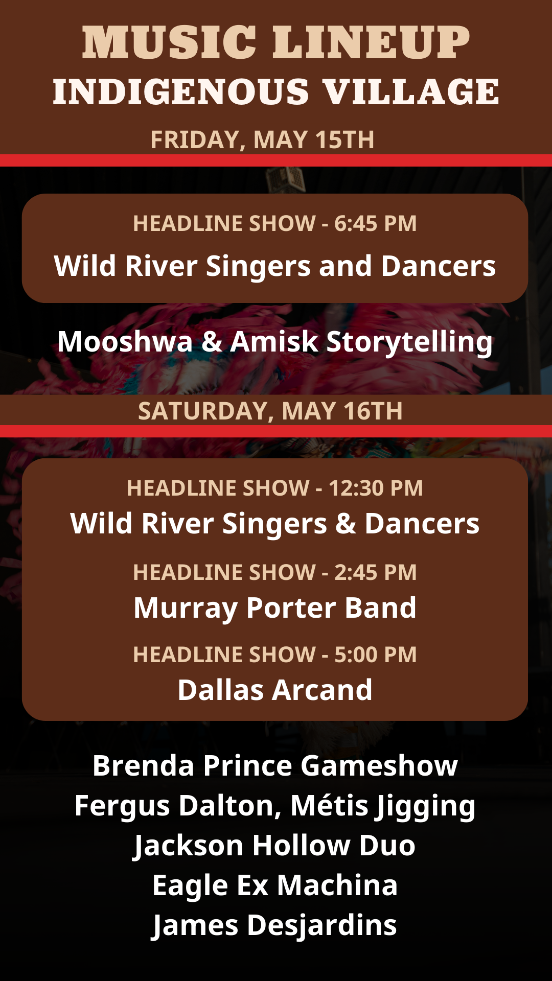 2026 Indigenous Village Stage Lineup - Friday & Saturday at the Cloverdale Rodeo and Country Fair