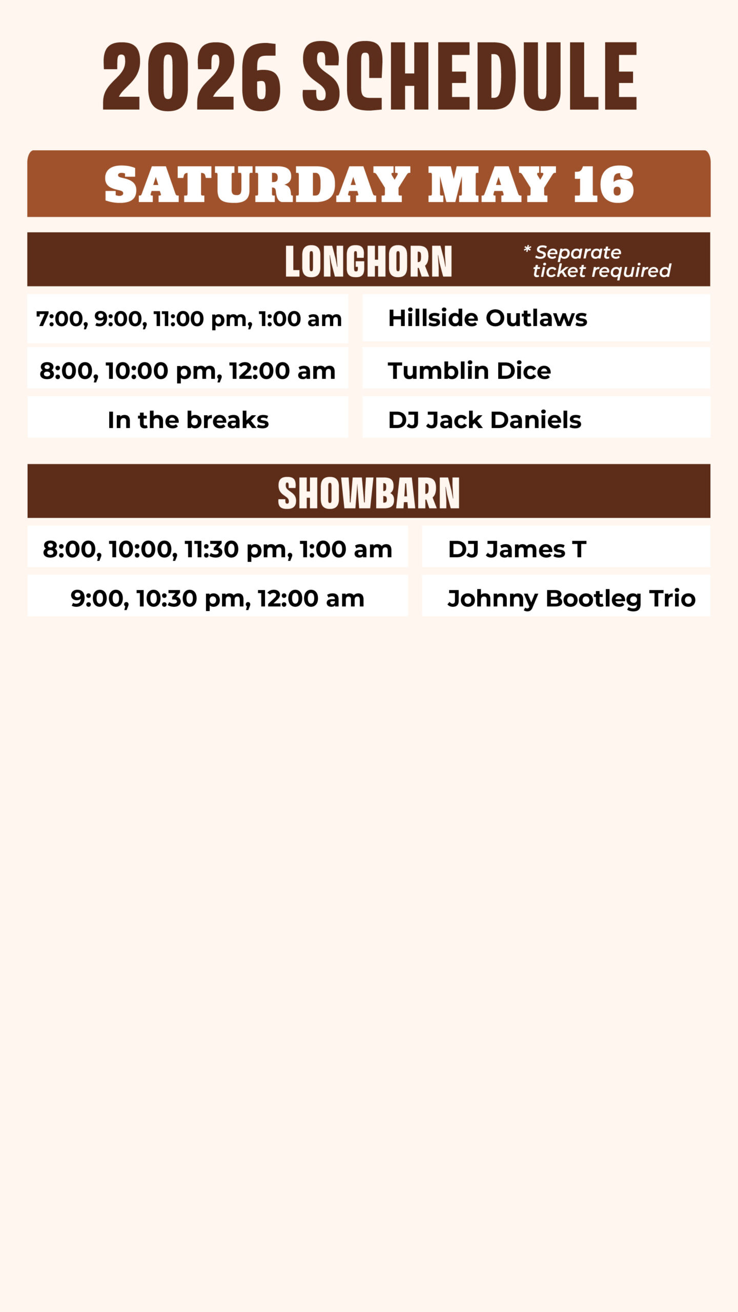 2026 Longhorn Saloon Schedule - Page 2