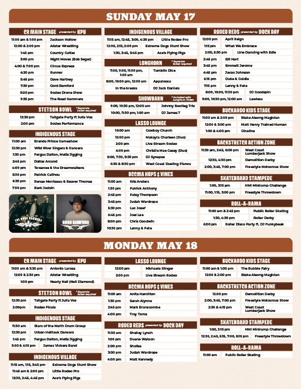 2026 Cloverdale Rodeo and Country Fair Schedule - Saturday