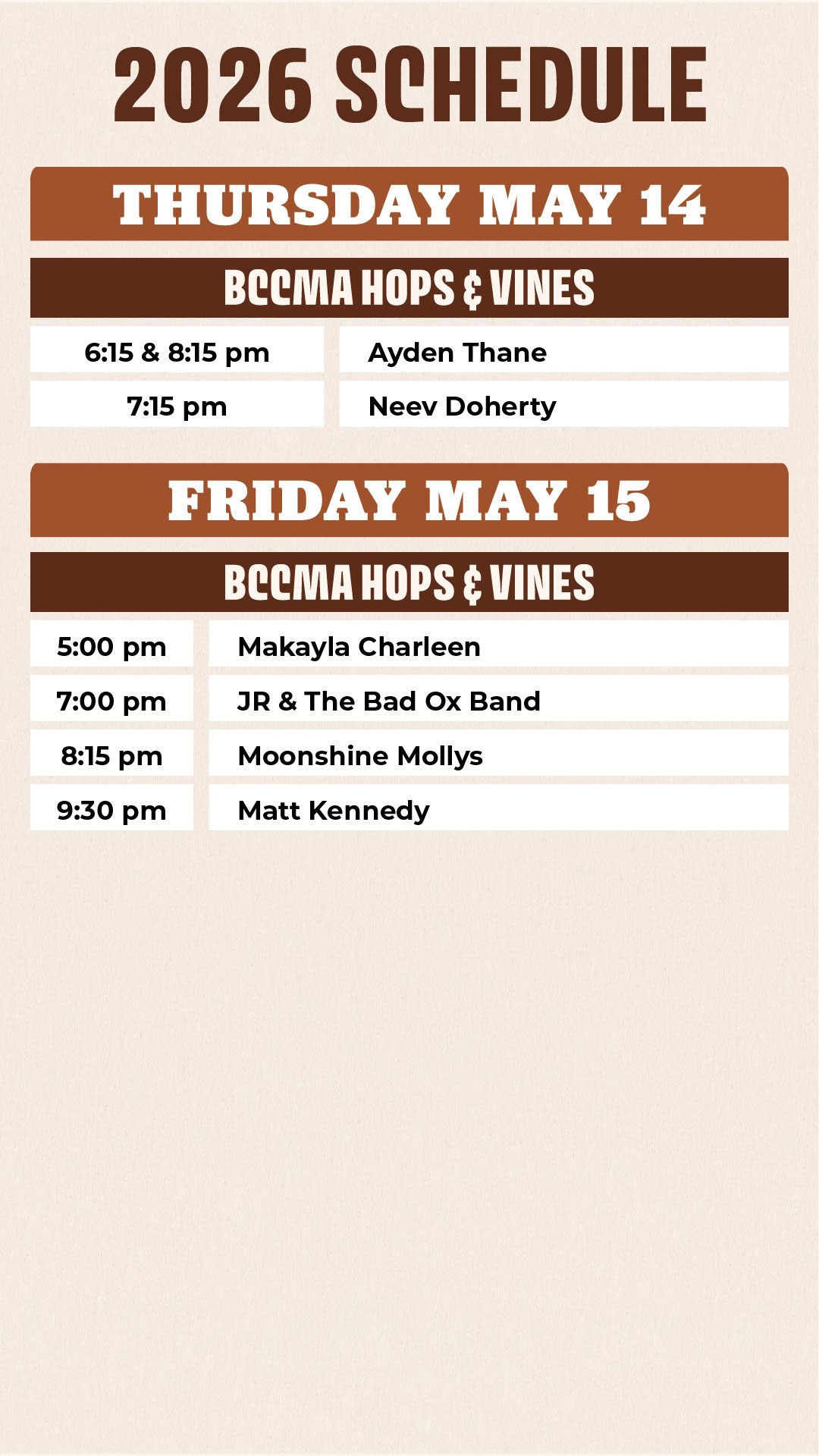 2026 Hops & Vines Schedule - Page 1