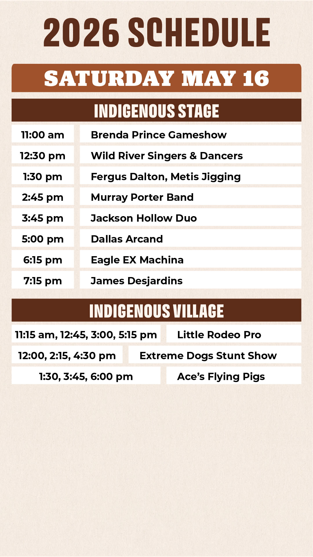 2026 Indigenous Village Schedule - Page 2