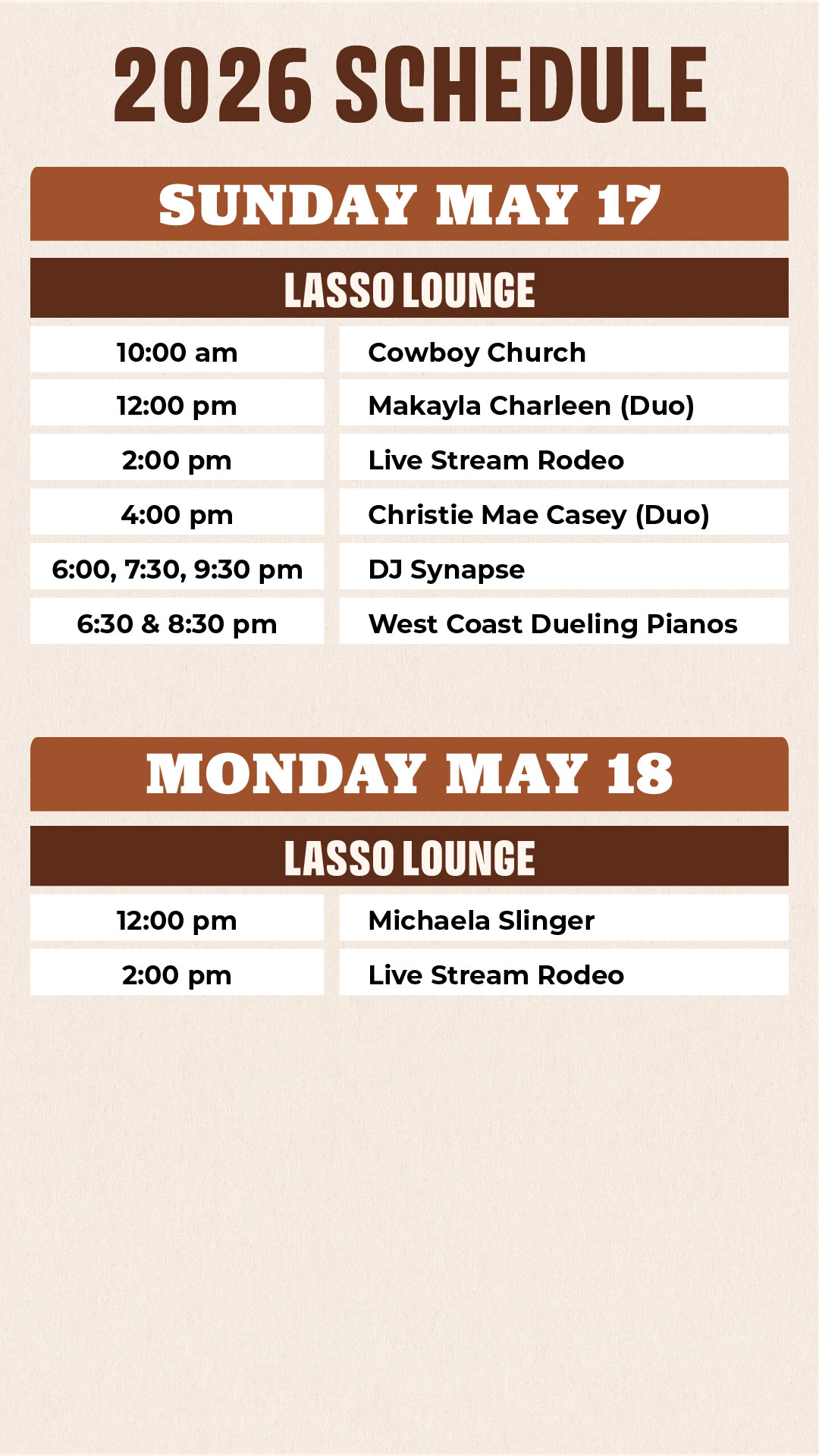 2026 Lasso Lounge Schedule - Page 2