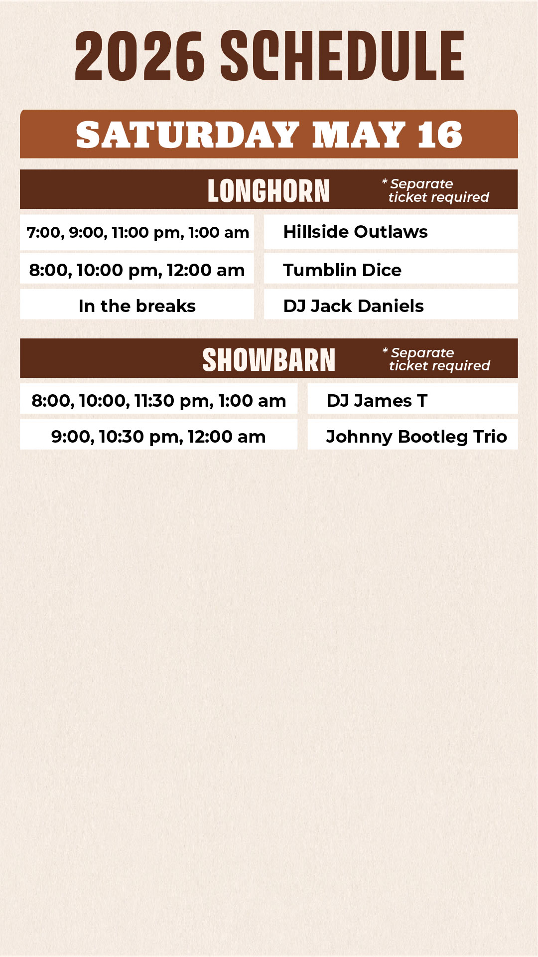 2026 Longhorn Saloon Schedule - Page 2