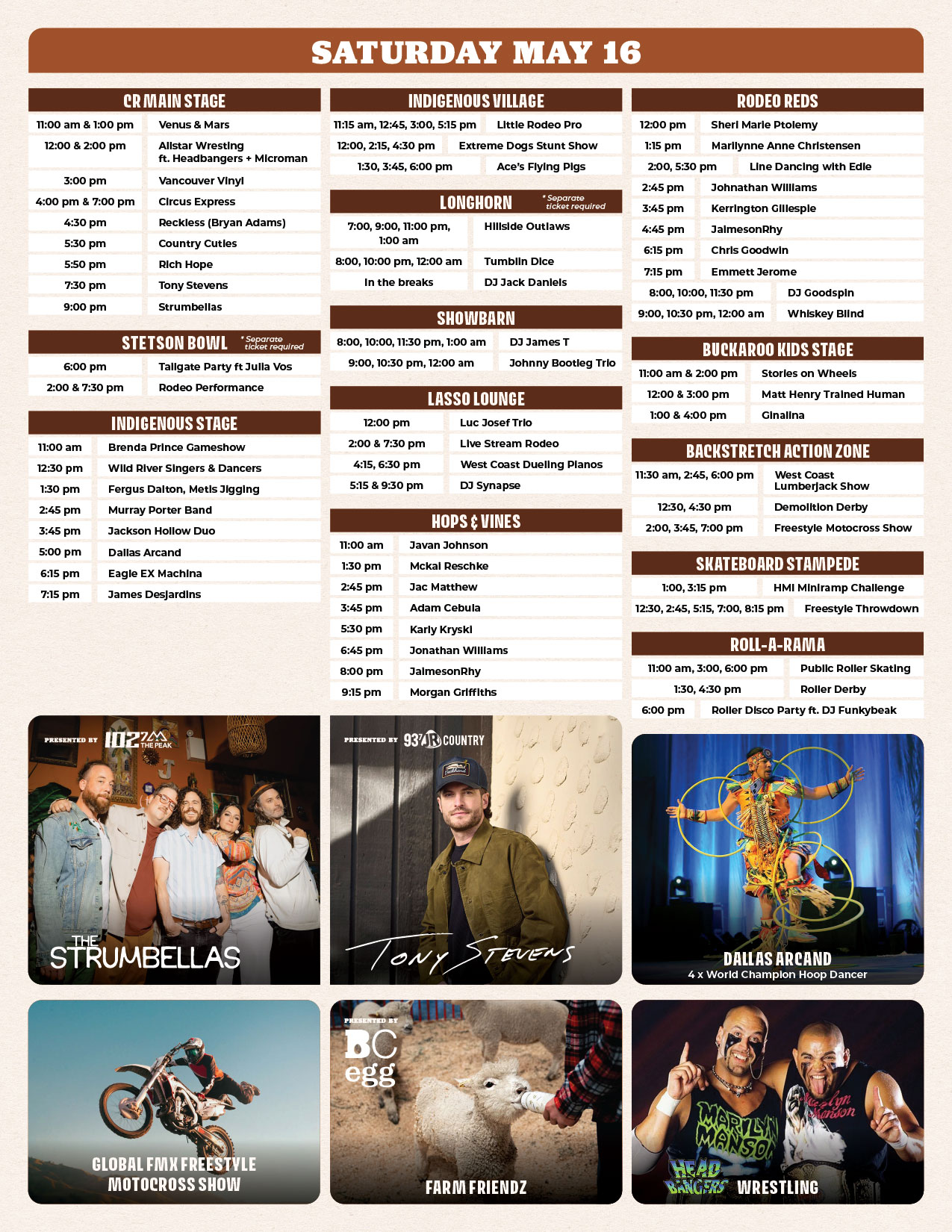 2026 Cloverdale Rodeo and Country Fair Schedule - Sunday and Monday