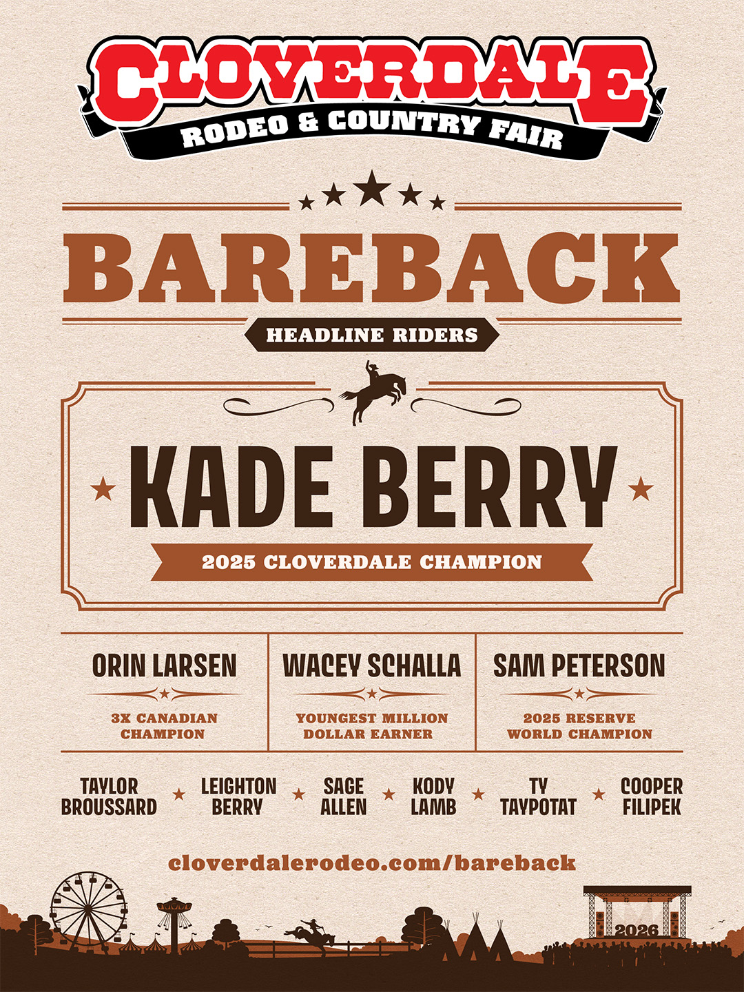 Headline Riders - 2026 Cloverdale Rodeo Bareback