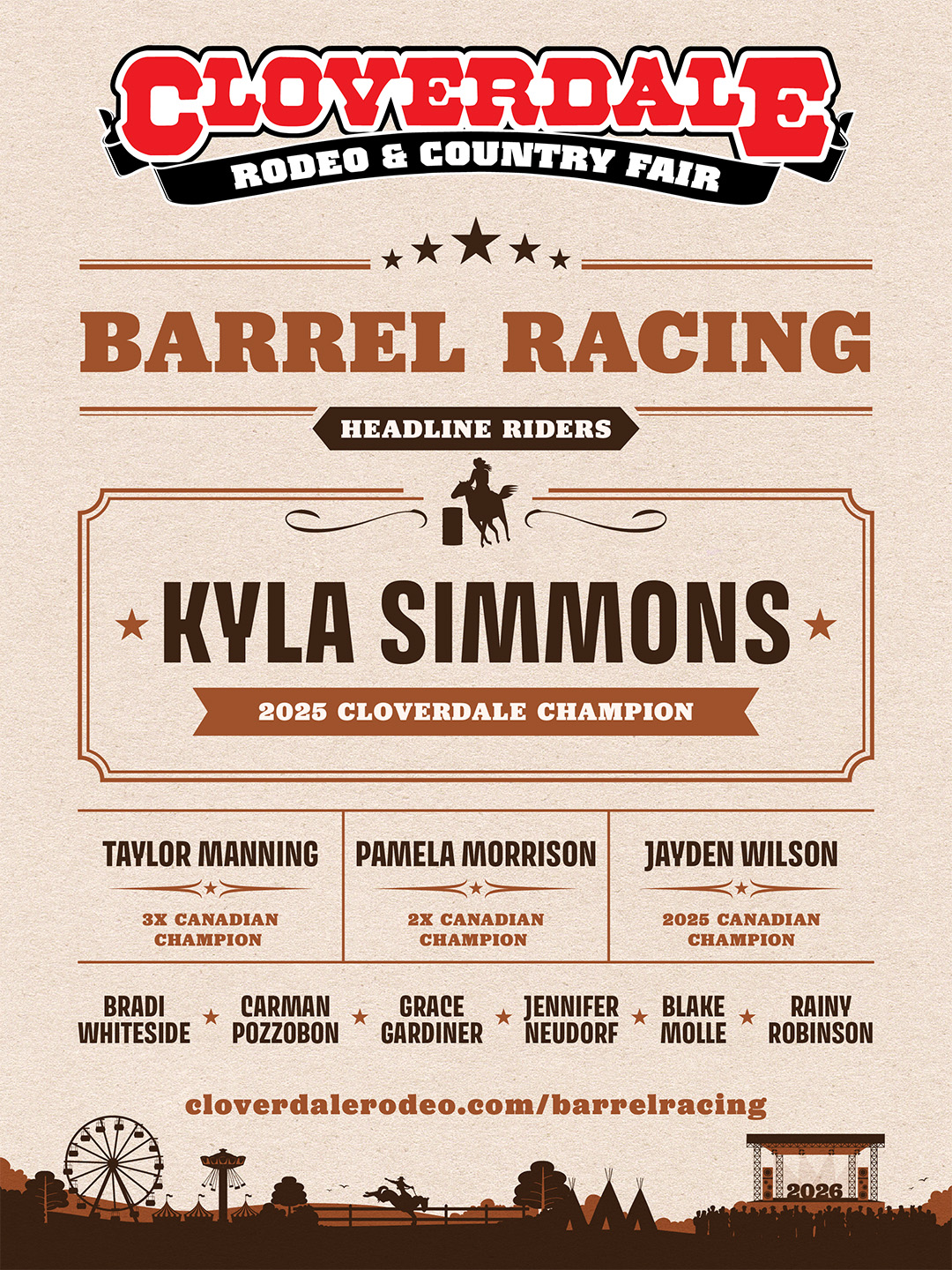 Headline Riders - 2026 Cloverdale Rodeo Barrel Racing
