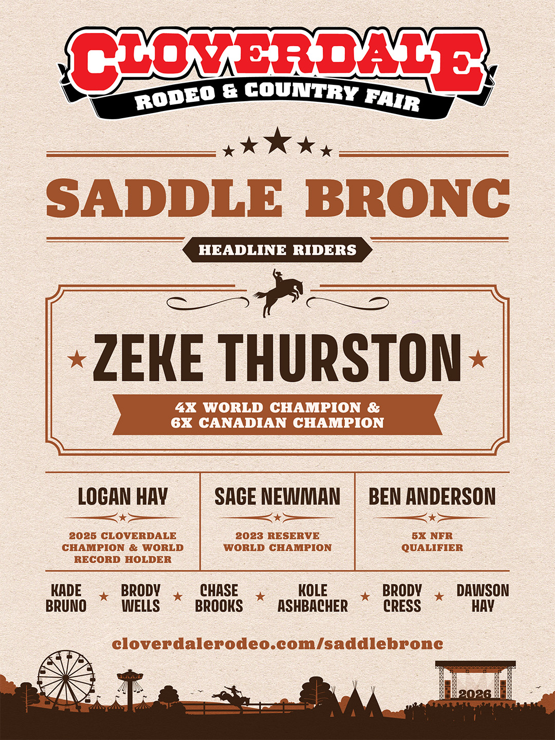 Headline Riders - 2026 Cloverdale Rodeo Saddle Bronc