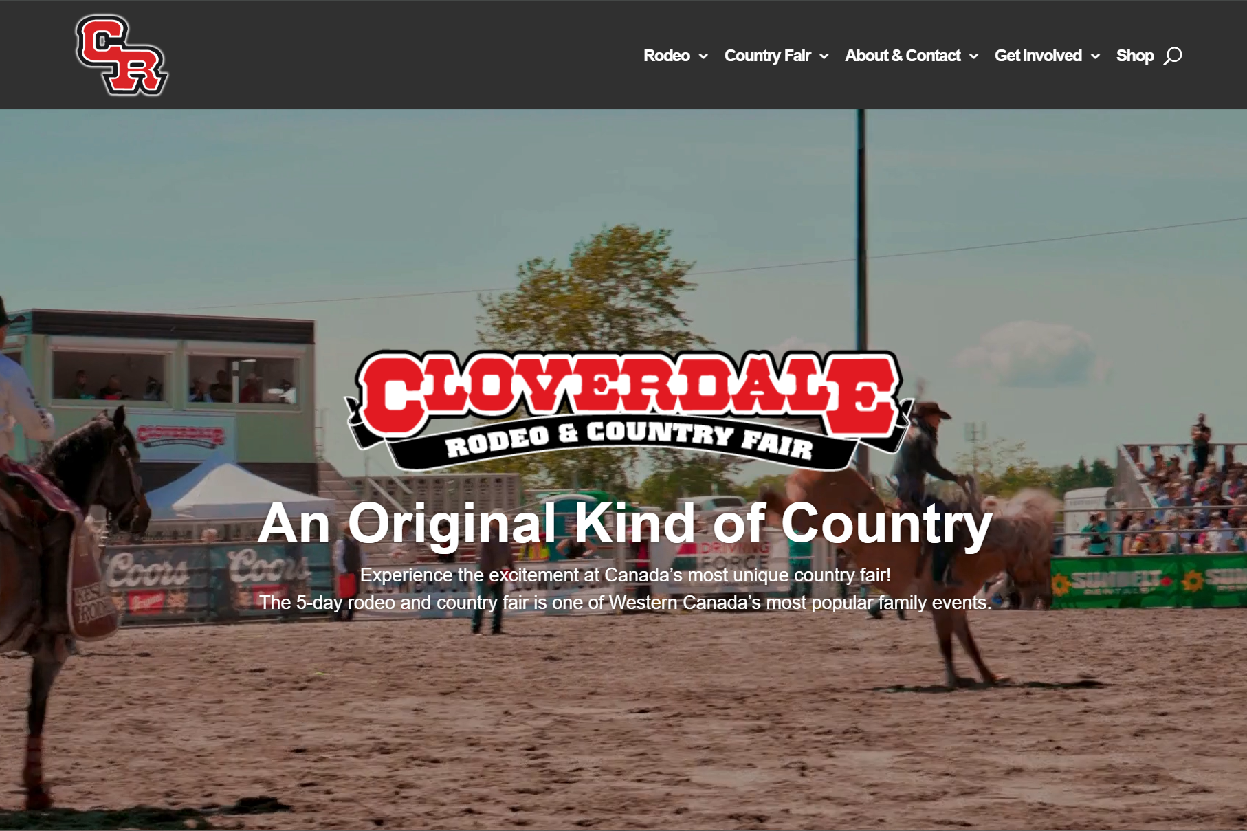 Cloverdale Rodeo website Homepage